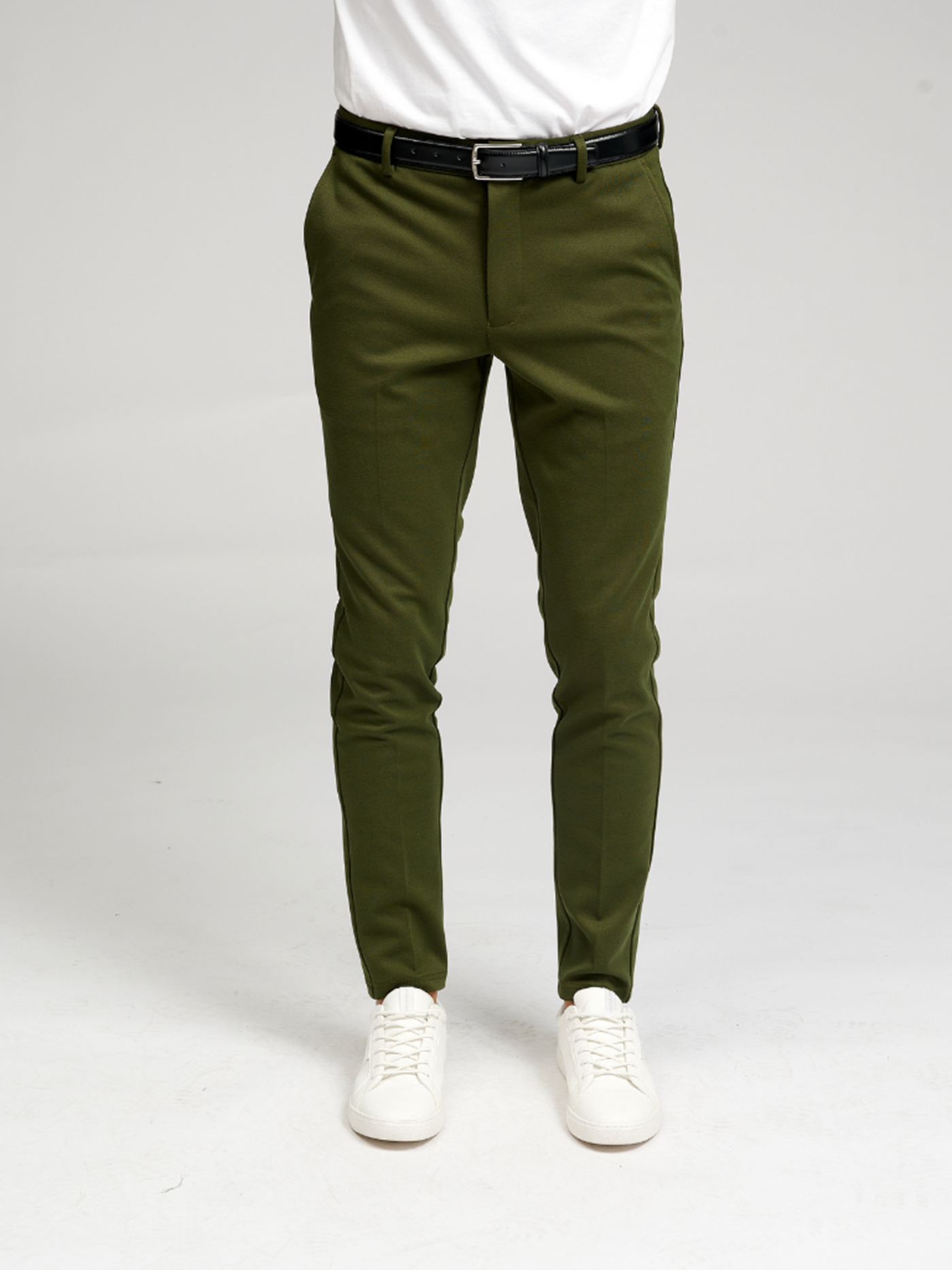 Buy Urbano Fashion Men Dark Green Cotton Slim Fit Casual Chinos Trousers  online